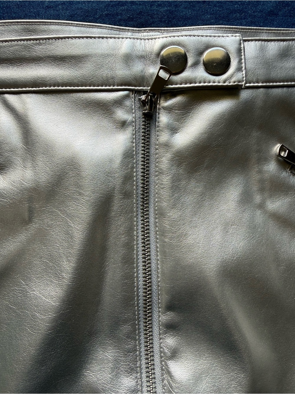 wild fable Silver Faux Leather Waistband Zippered Skirt